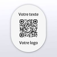 Sticker ovale blanc gravure noire - Autocollant QR code