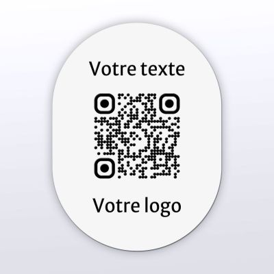 Sticker ovale blanc gravure noire - Autocollant QR code