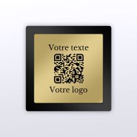 Plaque carré plexi noir + laiton - plaque qr code plexiglass