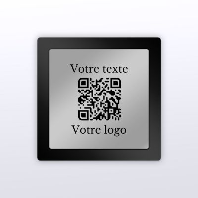 Plaque carré plexi noir + inox - plaque qr code plexiglass