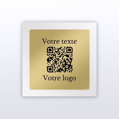 Plaque carré plexi blanc + laiton - plaque qr code plexiglass