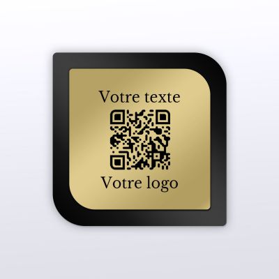 Plaque carré arrondi plexi noir + laiton - plaque qr code plexiglass