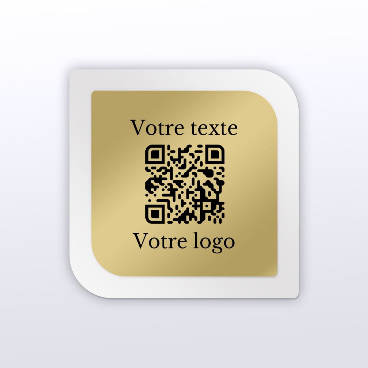 Plaque carré arrondi plexi blanc + laiton - plaque qr code plexiglass