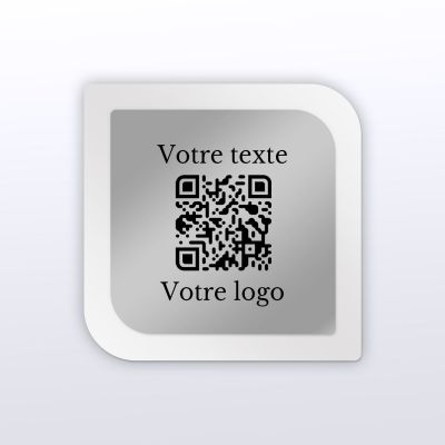 Plaque carré arrondi plexi blanc + inox - plaque qr code plexiglass