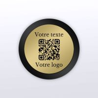 Plaque rond plexi noir + laiton - plaque qr code plexiglass