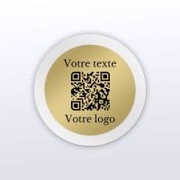 Plaque rond plexi blanc + laiton - plaque qr code plexiglass