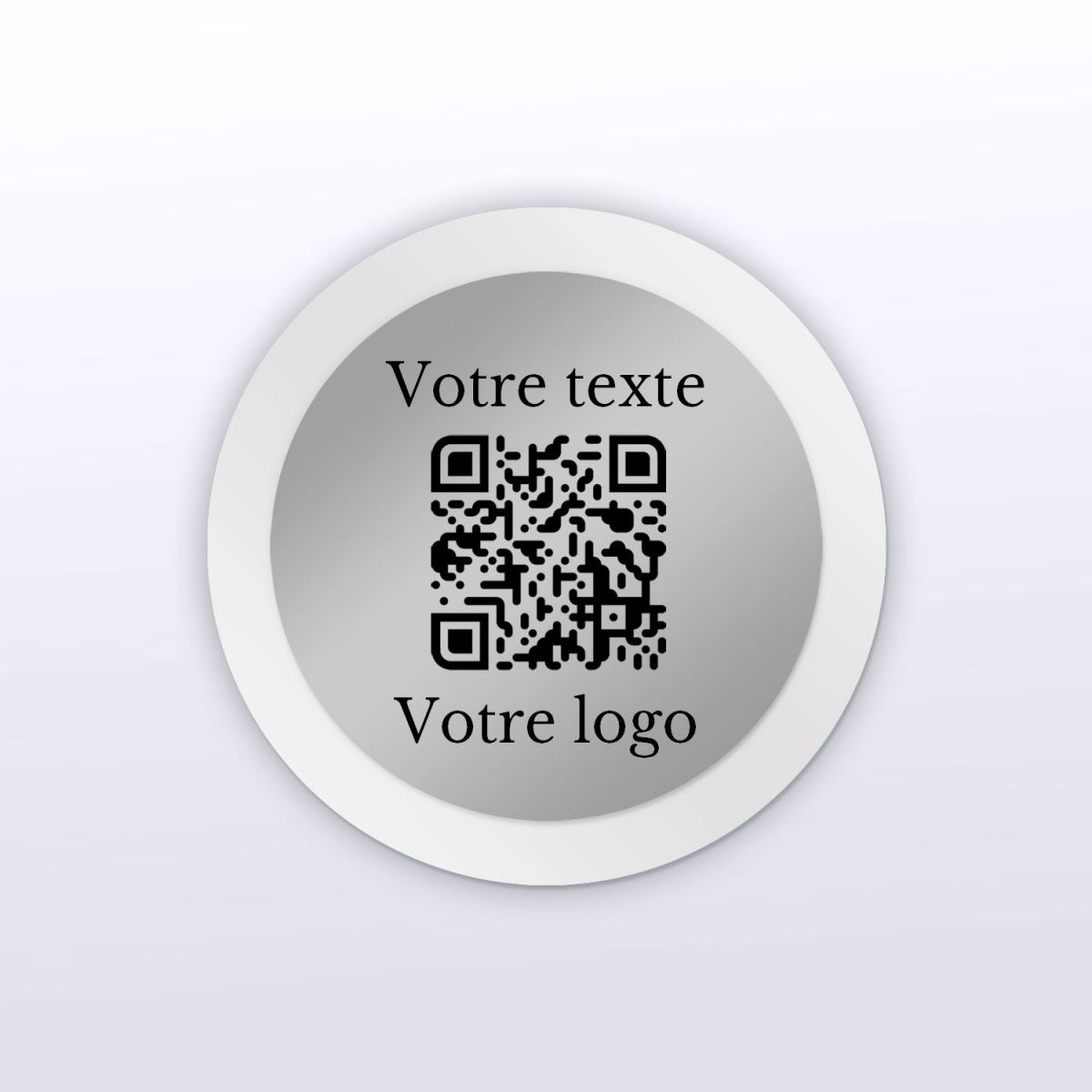 Plaque rond plexi blanc + inox - plaque qr code plexiglass