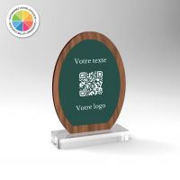 Chevalet noyer couleur oval - Support QR Code pour restaurant