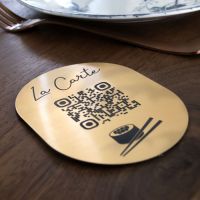 Sticker rond aspect laiton - Autocollant QR code