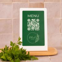 Présentoir incliné givré rectangle - Support QR Code en plexiglass pour restaurant