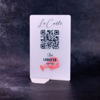 Présentoir vertical noir rectangle - Support QR Code en plexiglass pour restaurant