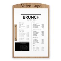 Porte-menu - Vis + Barre - Bois - Gauche - Logo Haut Arrondi