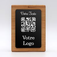 QR Code en bois avec plaque noir pour la carte du restaurant