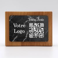 Aspect marbre noir - Totem QR Code horizontal bois