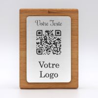 Aspect inox - Totem QR Code vertical - Bois